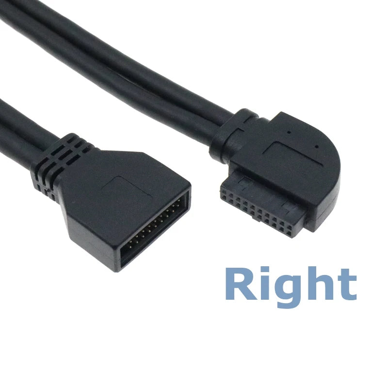 90° USB 3.0 Front Panel Extension Cable – 20-Pin / 19-Pin Elbow Adapter, 0.2m