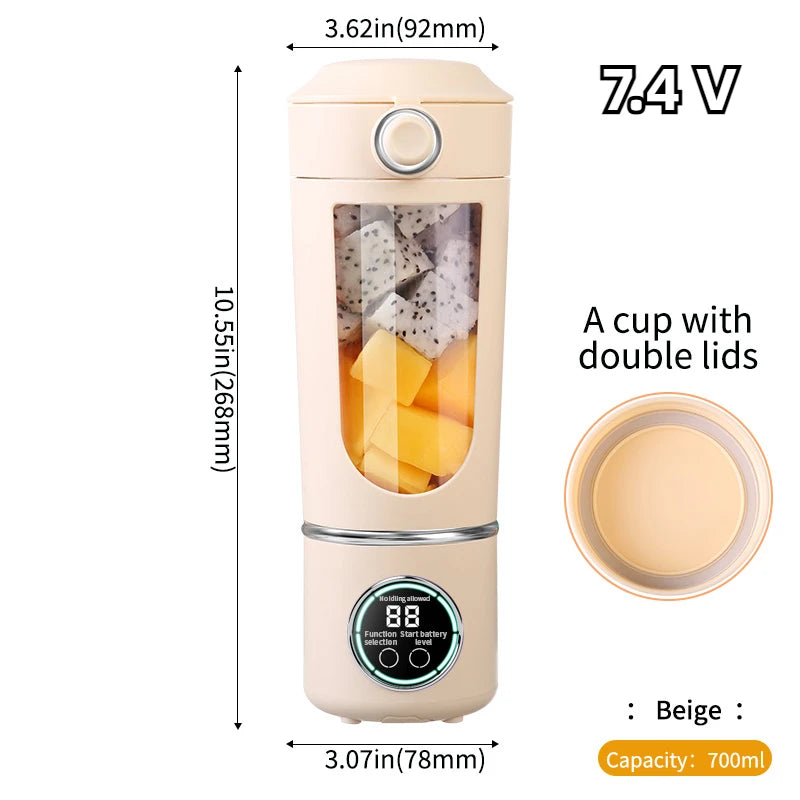 Portable Juice Blender 700ml | USB Rechargeable | 2-in-1 Bottle | Smoothie Maker