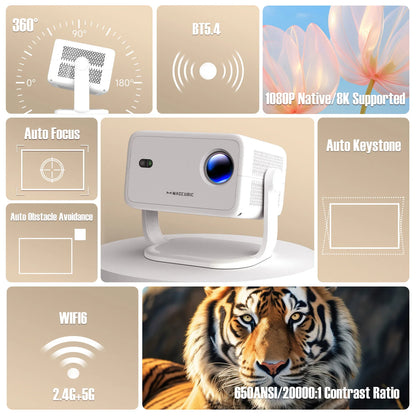 Magcubic L018 Native 1080P Portable Projector – 650 ANSI, Android 14, Auto Keystone, WiFi 6, BT5.4