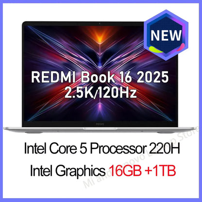 Xiaomi Redmi Book 16 2025 – Intel Core 5-220H, 16/32GB DDR5, 512GB/1TB SSD, 2.5K 120Hz, Wi-Fi 6, Win 11