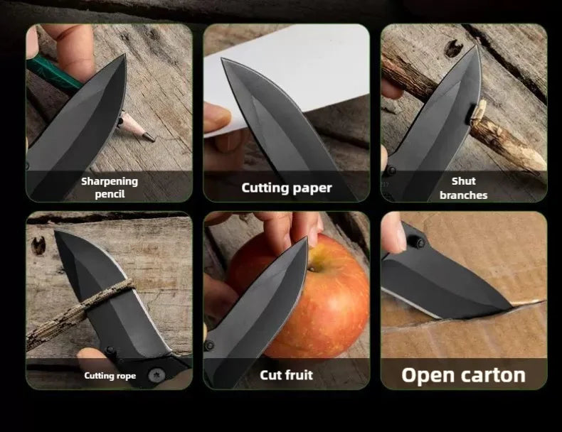 Stainless Steel Folding Pocket Knife with Clip – EDC Camping & Fishing Knife