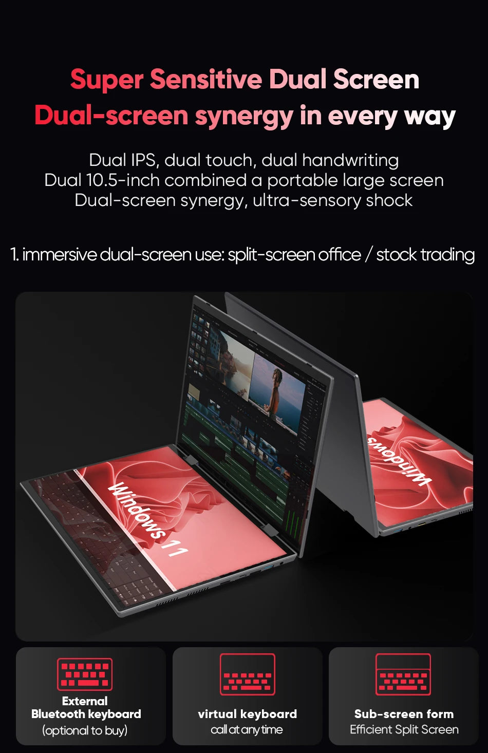Topton L15 360° YOGA 2-in-1 Laptop — Intel N95, Dual 10.5" IPS Touch Screen, Windows 11