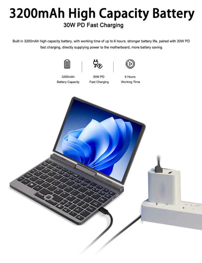 CRELANDER P8 8" 2-in-1 Mini Laptop | Intel N150 | 12GB DDR5 | Touch Screen | WiFi 6 | Win 11 | Pocket PC