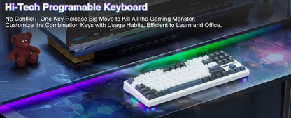 AULA F87 Pro Mechanical Keyboard – 87-Key, Tri-Mode, 8000mAh, Hot Swap, RGB, PBT Gasket