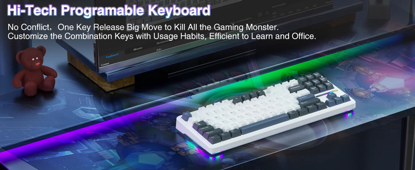 AULA F87 Pro Tri-mode Mechanical Keyboard – 8000mAh, Hot-Swap, RGB, PBT, Gasket Mount