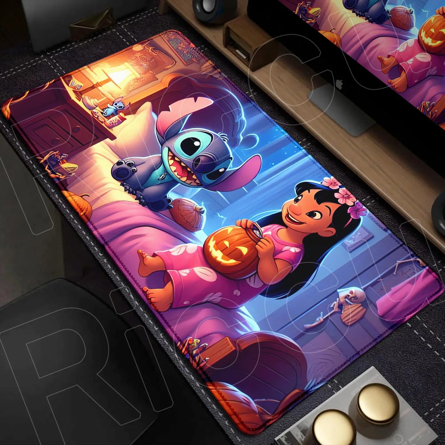 Cute Anime XXL Gaming Mouse Pad – Kawaii Stitch Design, Lock Edge, Non-Slip Rubber