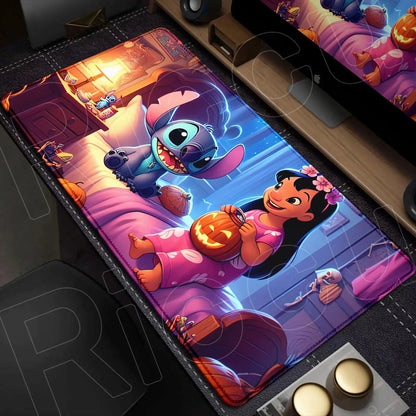 Cute Anime XXL Gaming Mouse Pad – Kawaii Stitch Design, Lock Edge, Non-Slip Rubber