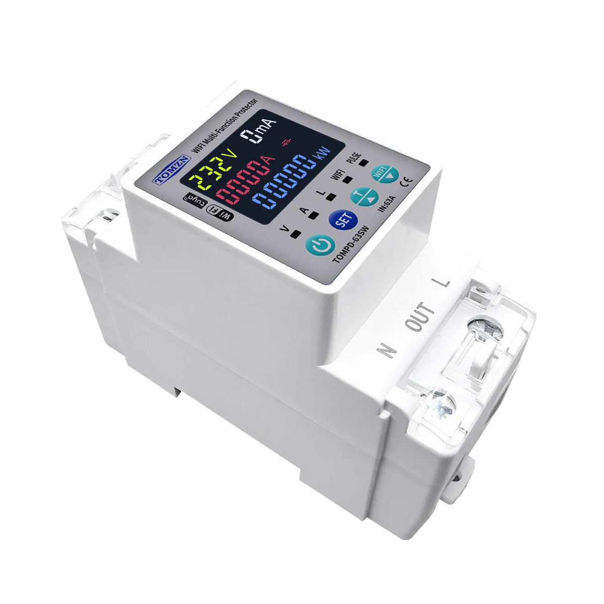 TOMZN 2P 63A TUYA WiFi Smart Circuit Breaker with Energy Monitoring