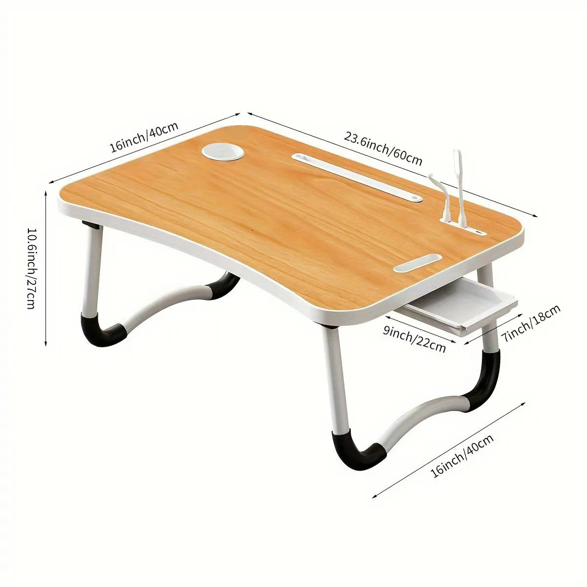 Portable Laptop Desk with USB Light & Fan – Foldable Adjustable Table for Bed & Sofa
