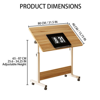 Mobile Standing Desk with Wheels – Adjustable Height 80x40cm Home Office Workstation