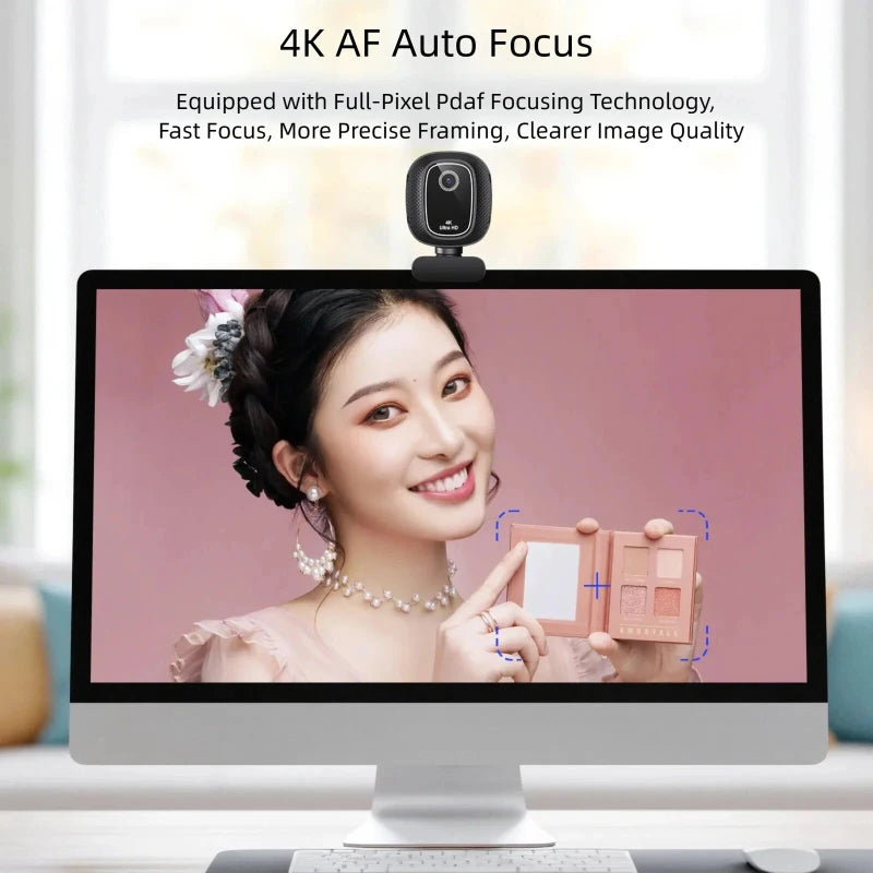 4K Webcam with Microphone & Autofocus – 1080P/2K USB Web Camera for PC, Live Streaming & Online Meetings