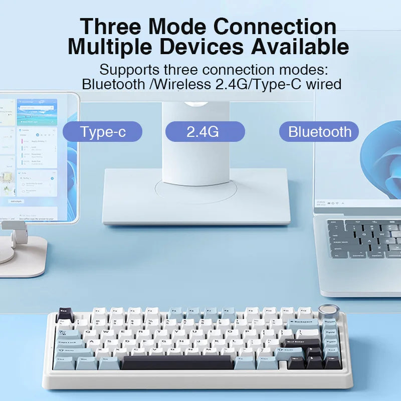 AULA F75 Mechanical Keyboard – 75% Layout, Tri-Mode (2.4G/BT/USB), RGB, Hot-Swap, PBT Keycaps