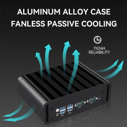 Fanless Industrial Mini PC – Intel N100, Dual LAN, 2x COM RS232/RS485, 4G LTE, GPIO, WiFi, Windows/Linux