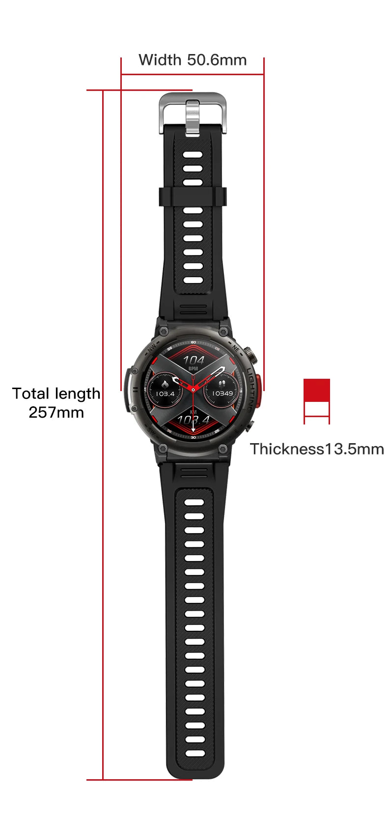 Imosi Outdoor Smart Watch with Flashlight – Sport Fitness Tracker, Blood Pressure, IP67
