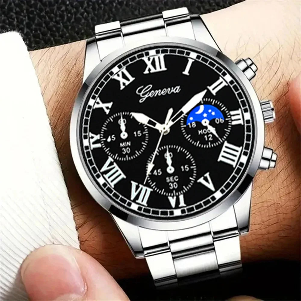 Men's Classic Business Quartz Watch - Stainless Steel Band, Elegant Dress Watch