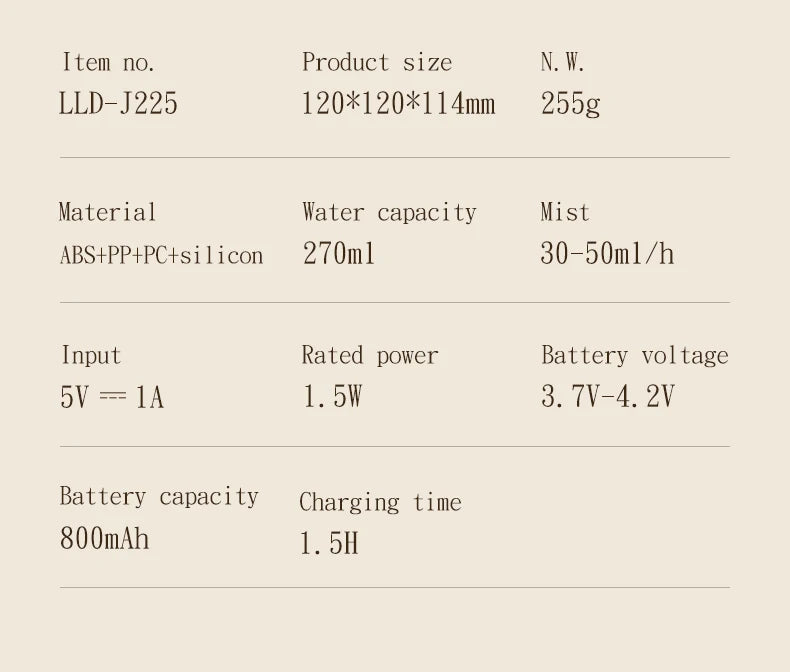 USB Rechargeable Air Humidifier 270ml — 800mAh Battery, Colour LED Light, Mist Maker, Flower Design