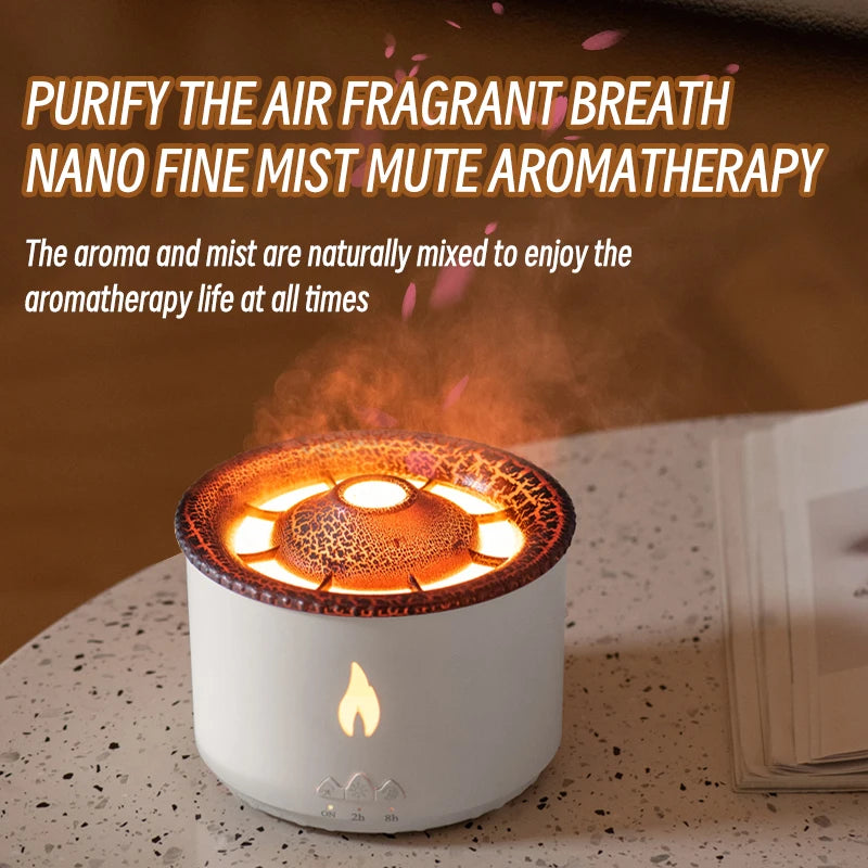KINSCOTER Volcano Flame Aroma Diffuser & Humidifier 360ml – Jellyfish Smoke Ring Effect