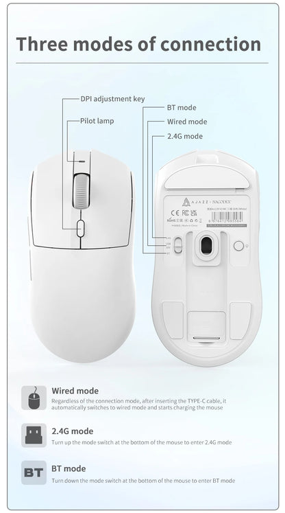 AJAZZ AJ139 V2 MC Wireless Gamer Mouse with Dock PAW3311 Gaming Sensor 12000DPI Max Tri-mode Connect Mice for Laptop PC