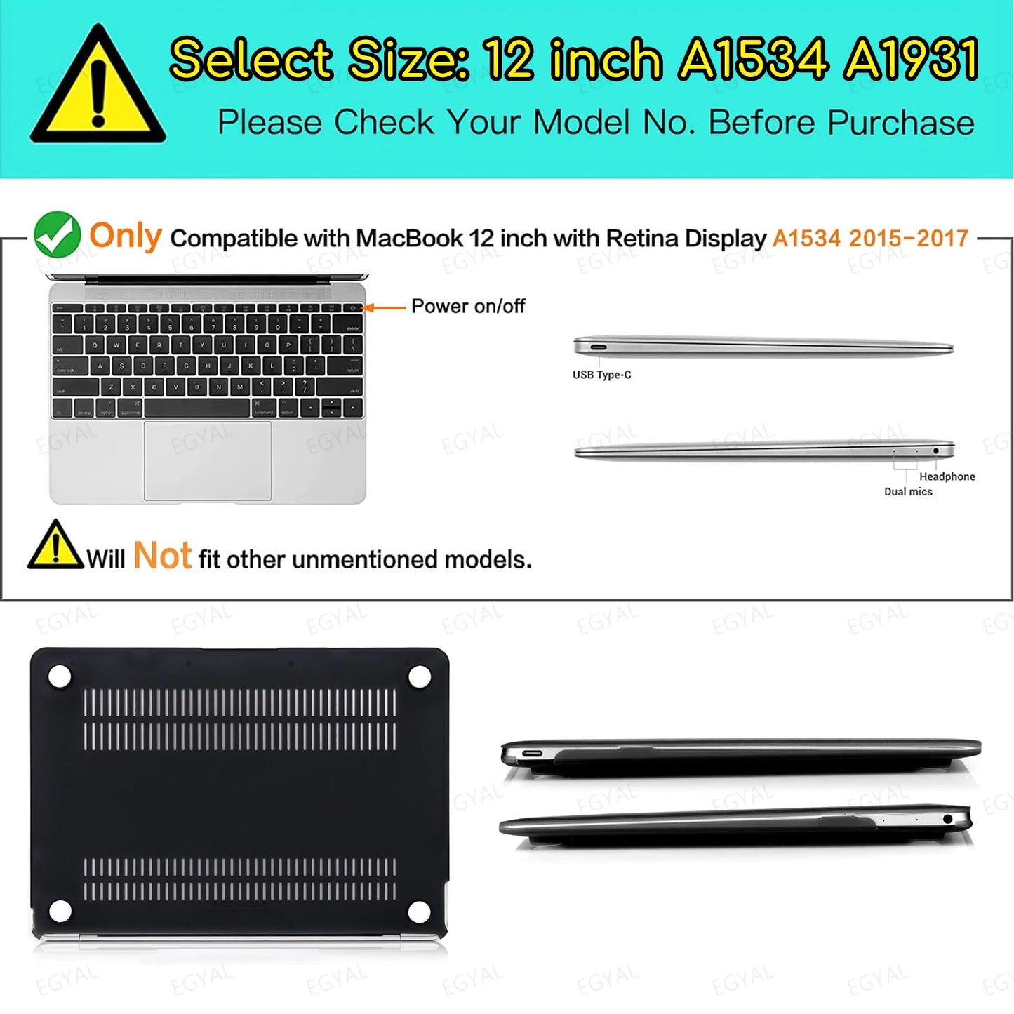MacBook Laptop Case 2025 M4 – Air 13/15, Pro 13/14, M1-M5