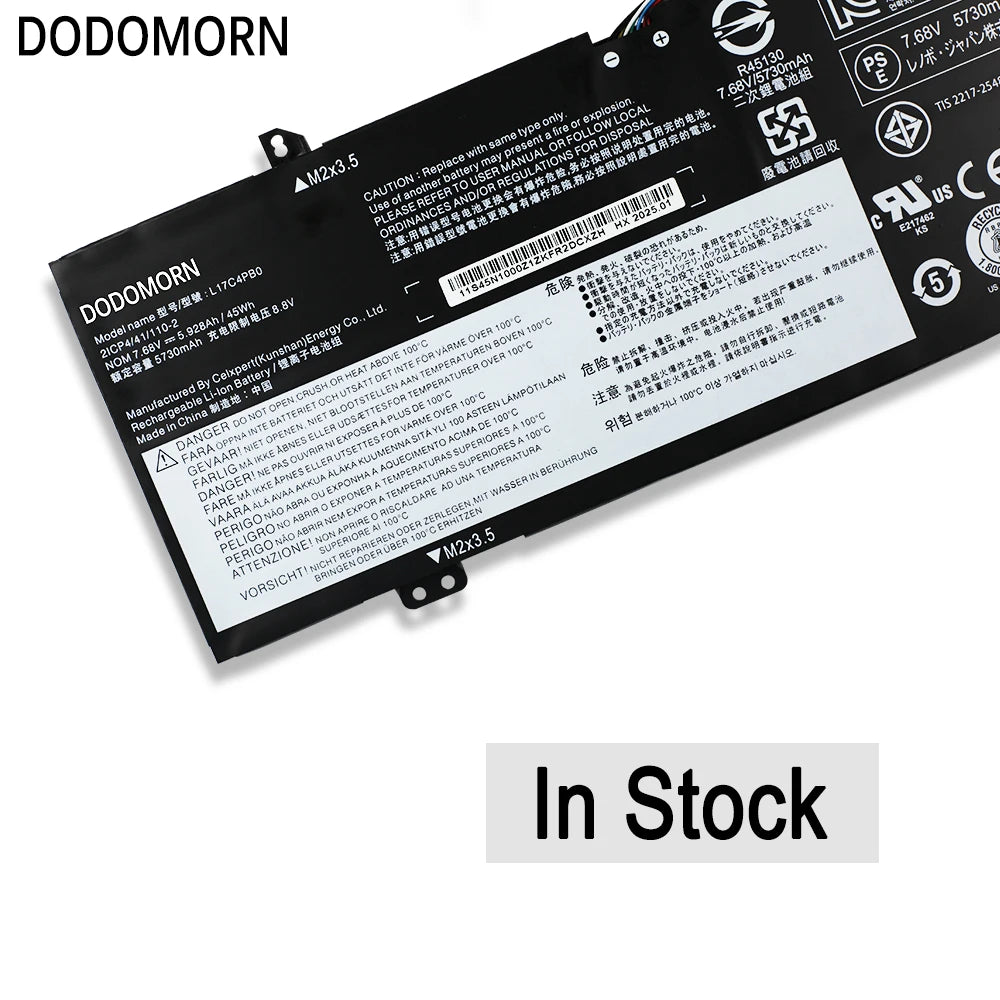 Lenovo Laptop Battery L17C4PB0 – 45Wh, 7.68V, for Xiaoxin Air 14/15, IdeaPad 530s, Yoga 530, ThinkPad Flex 6