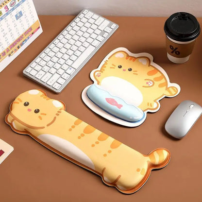 Cute Cartoon Corgi & Cat Mouse Pad with Wrist Rest – Memory Foam, Anti-Slip, Office Gift