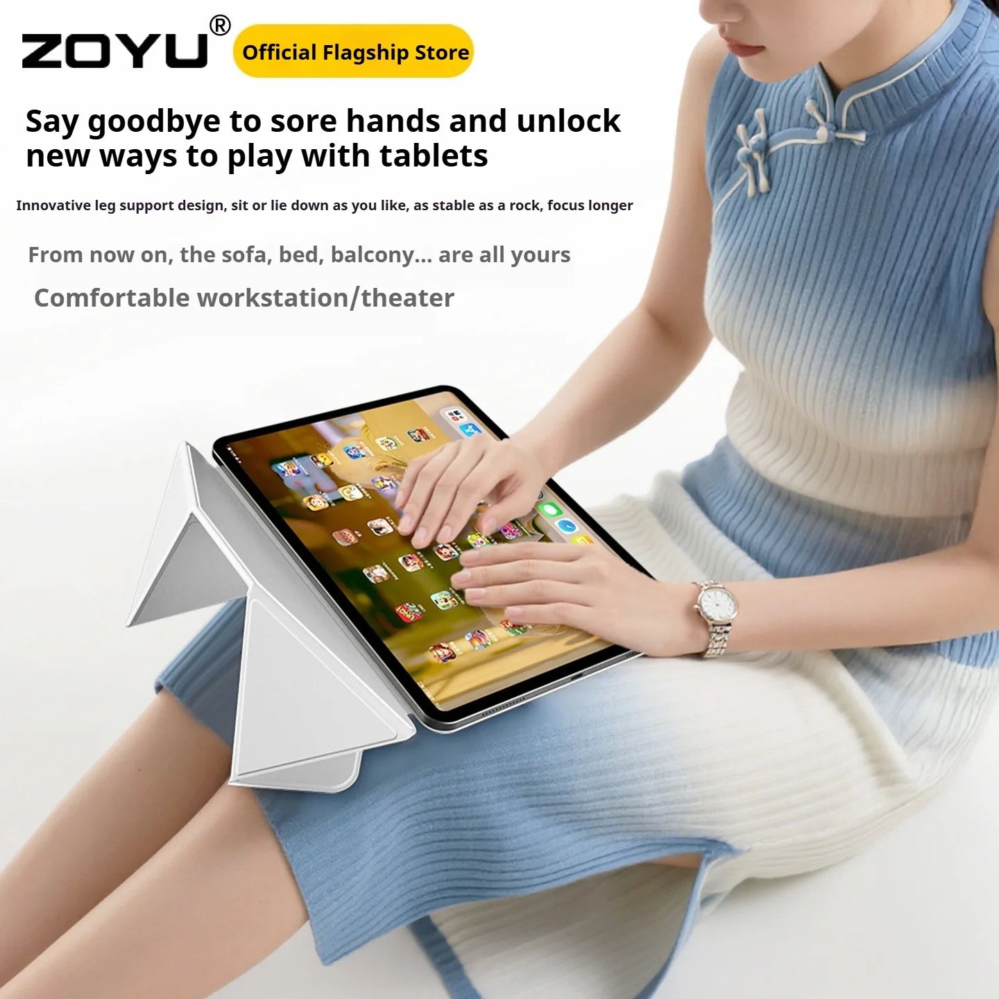 ZOYU Magnetic iPad Case with Height Bracket – iPad Pro 11/12.9, Air 4/5, Mini 6/7