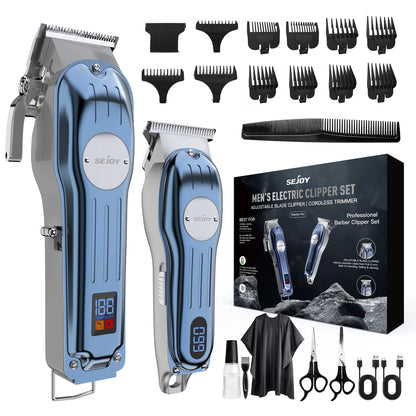 Sejoy Professional Hair Clipper Combo Kit | Cordless Rechargeable | Barber Haircut Machine