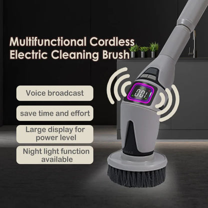 10-in-1 Electric Cleaning Brush | Multifunctional | Bathroom & Toilet | Voice Announcement