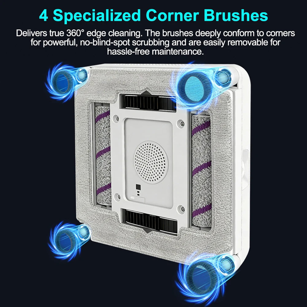 ABIR WD10 Window Cleaning Robot – Dual Roller Brushes, 10000Pa Suction, 6-Way Water Spray & Remote