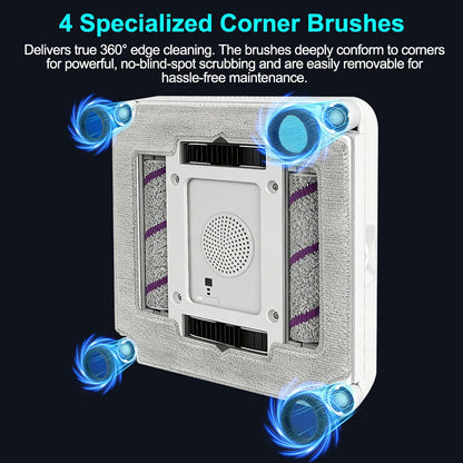 ABIR WD10 Window Cleaning Robot – Dual Roller Brushes, 10000Pa Suction, 6-Way Water Spray & Remote