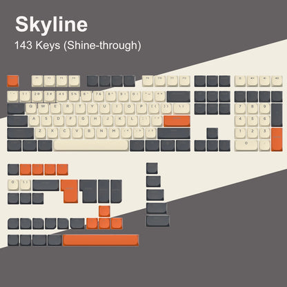 143 Key Low Profile PBT Keycaps – RGB Shine-Through, 60%/87/104, Cherry/Gateron MX