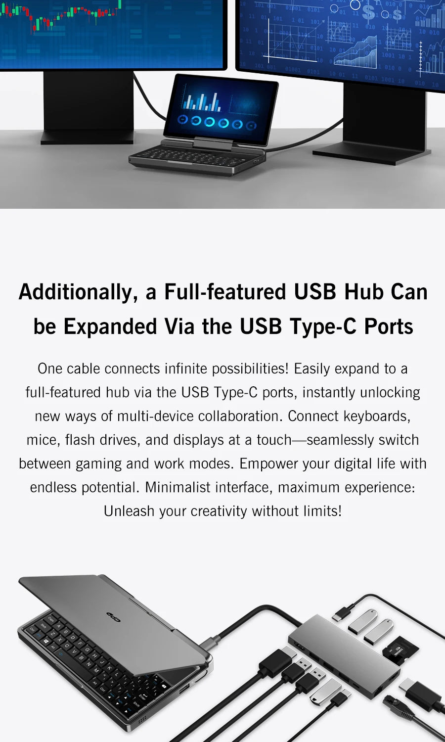 GPD MicroPC 2 – 7" Mini Laptop, Intel i3 N300, 16GB DDR5, 512GB SSD, Windows 11