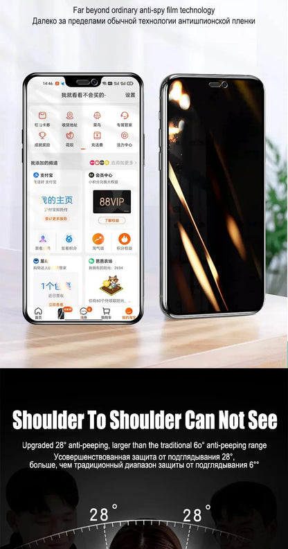 Privacy Hydrogel Film for iPhone | Anti-Spy Screen Protector for iPhone 6-16 Pro Max, X, XR, XS (2pcs)
