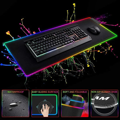 RGB Gaming Mouse Pad XXL with Backlight – Multiple Sizes, Non-Slip Rubber, 3mm