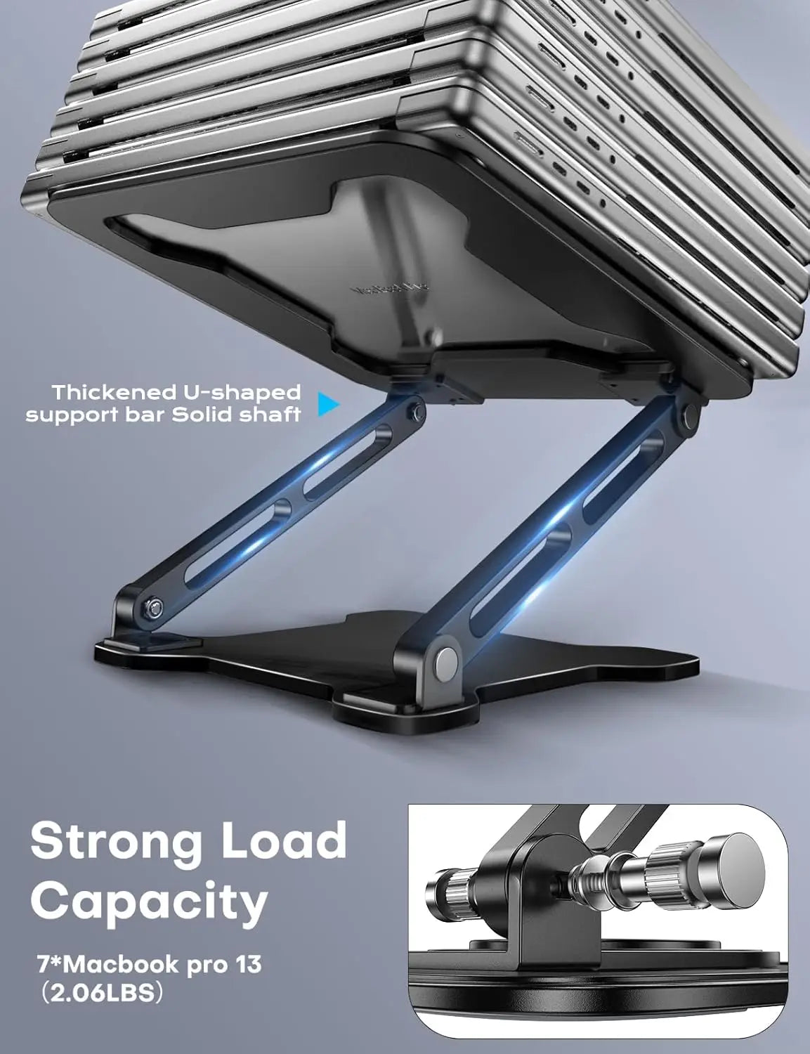 Adjustable Metal Laptop Stand — Foldable Ventilated Cooling Riser for 10"-15.6" Notebooks