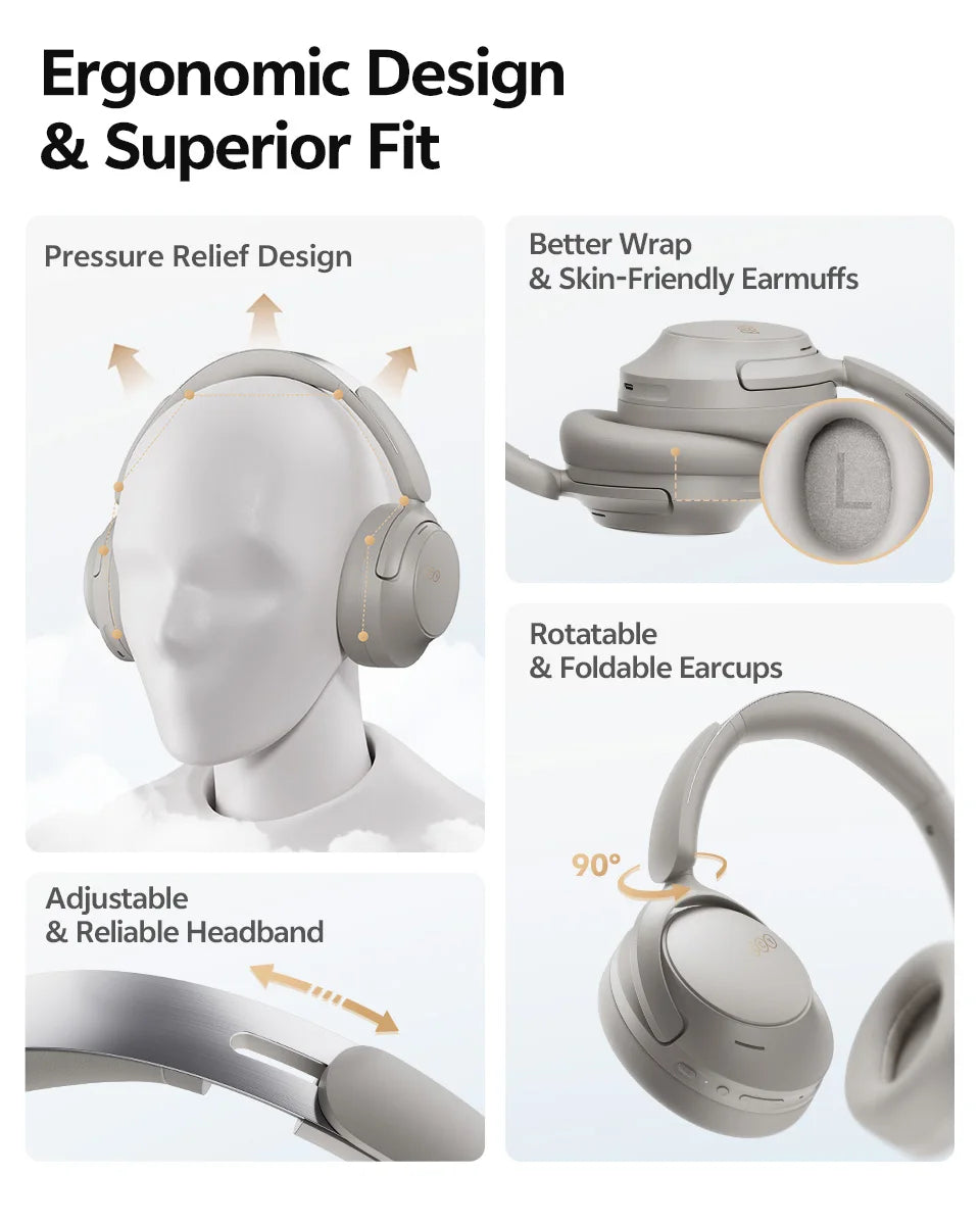 QCY H3S ANC Over-Ear Headphones – -56dB, LDAC, Dual Driver, Bluetooth 6.0, 102Hrs