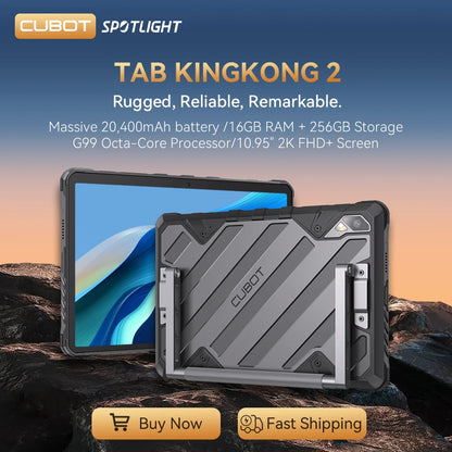 Cubot Tab KingKong 2 Rugged Tablet – Android 14, Helio G99, 20400mAh, 16GB RAM, 256GB, IP68, 10.95"