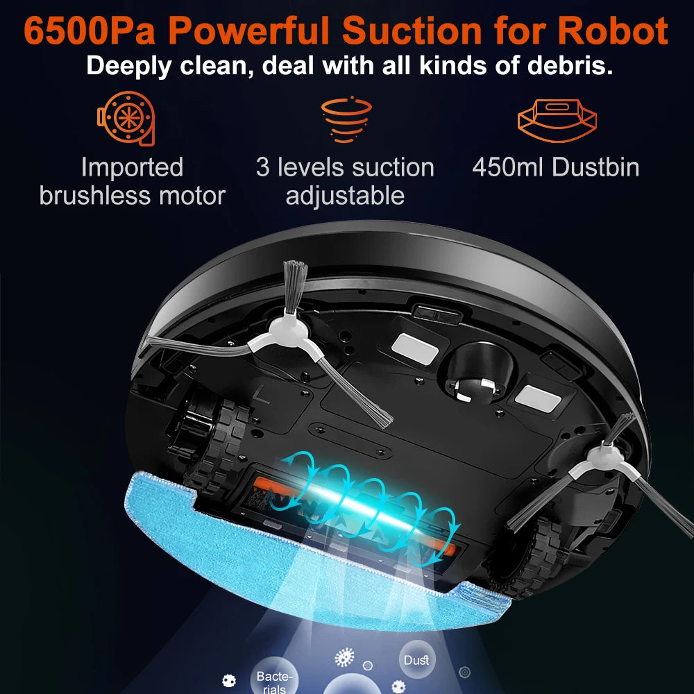 ABIR X9 Robot Vacuum Cleaner – Laser LiDAR, 6500PA Suction, UV Spot Cleaning, Multi-Floor Map, Auto Carpet Boost