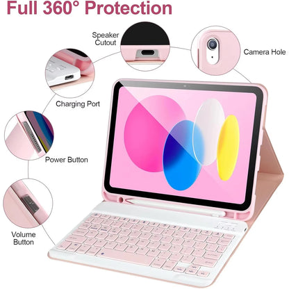 PULUZ Detachable Bluetooth Keyboard Case for iPad 10th Gen 10.9" & iPad 11" A16 2025 – with Pencil Holder