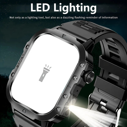 LAXASFIT Outdoor Smart Watch 2025 – 2.01" HD Screen, LED Flashlight, Bluetooth Voice Call