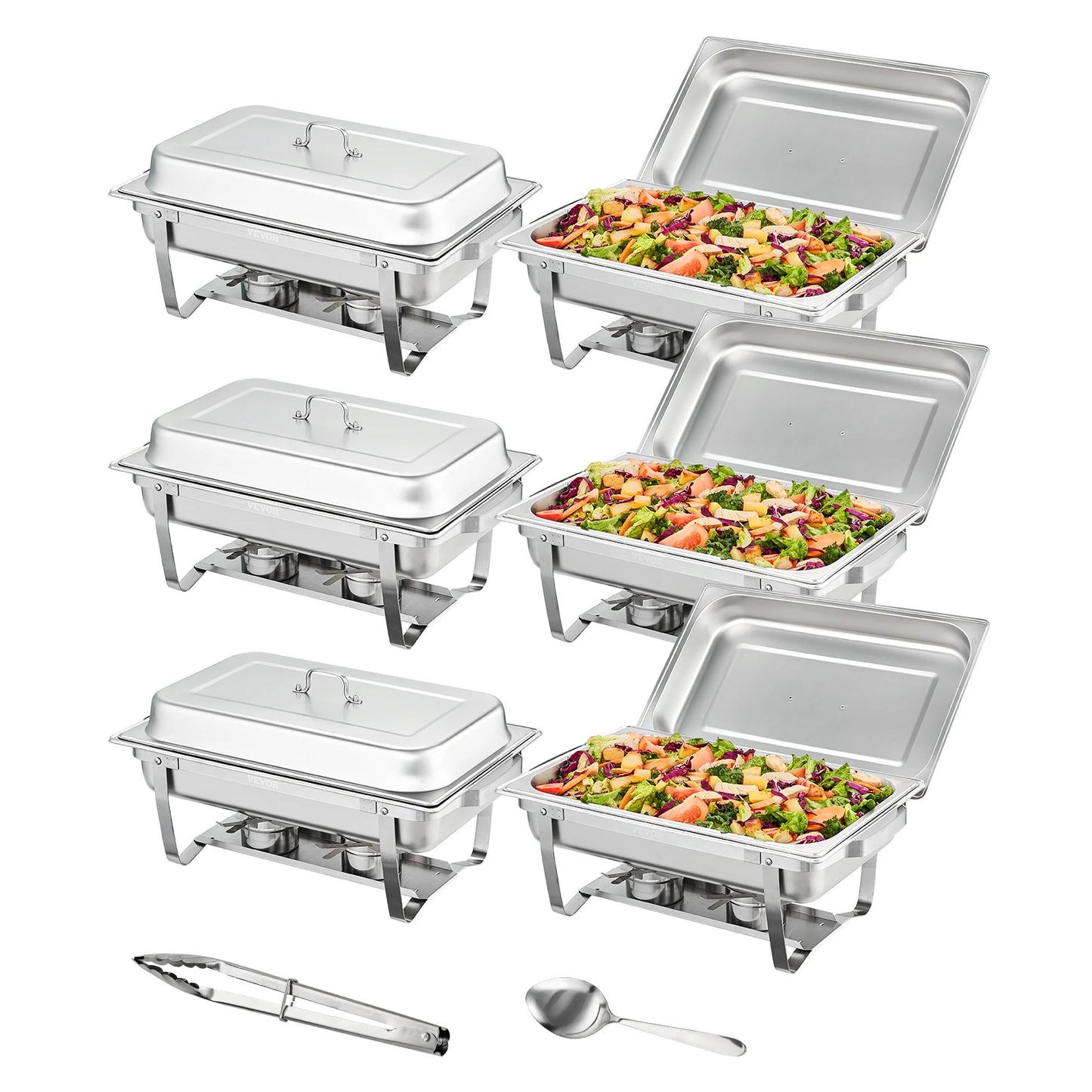 SucceBuy 8QT Rectangle Chafing Dish Set – 2/4/6 Pack Buffet Catering Warmer