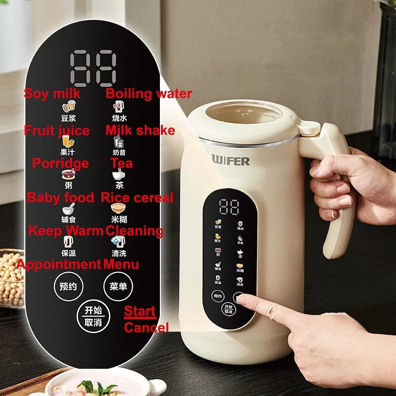 1.8L Soymilk Maker & Electric Juicer – 800W, 12h Appointment, Auto Keep Warm, Rice Paste & Food Wall Breaker | 220V