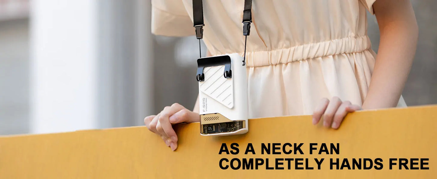Portable Waist Fan with Belt Clip – Leafless Neck Hanging Fan, 5-Speed, USB, for Outdoor & Office