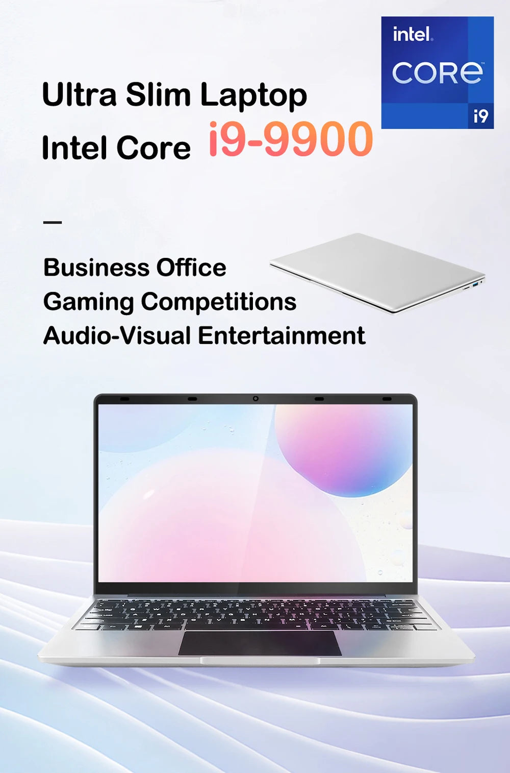 New 14.1" Laptop Intel Core i9-9900 32GB 2TB Gaming PC Ultra Slim Office Study Computer PC Windows 11 Pro  1920*1080 HD