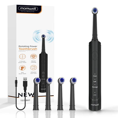Electric Toothbrush T37 Sonic – 3 Modes, Rotation Clean with 4 Replacement Heads