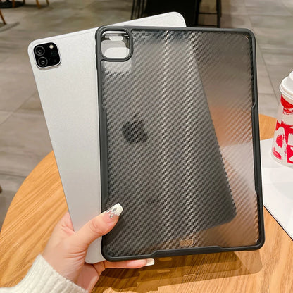 Carbon fiber shockproof iPad case by R.E.D. Shopping, hard cover design for iPad Air, Pro, Mini, and 3rd-10th gen tablets.