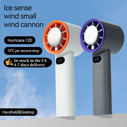 Portable Mini Personal Fan – 120-Speed Digital Display & Ice Cooling
