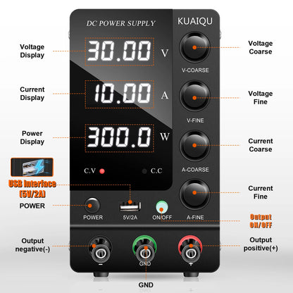 KUAIQU Adjustable DC Lab Bench Power Supply (30V–120V)
