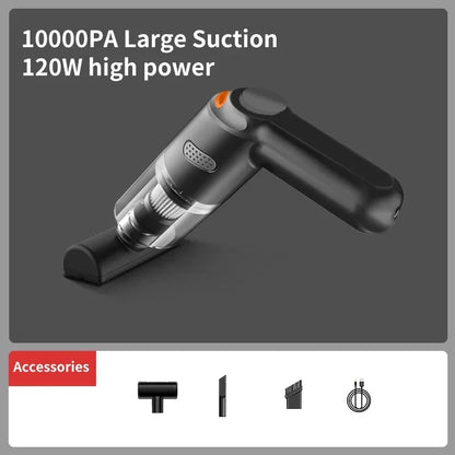 10,000Pa Handheld Vacuum Cleaner – Wireless, 25W, Bagless, Pet Hair, Car & Home (White / Black)