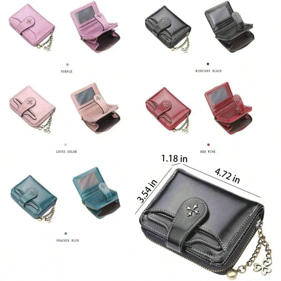 AEDG Retro Mini Leather Wallet with Zipper